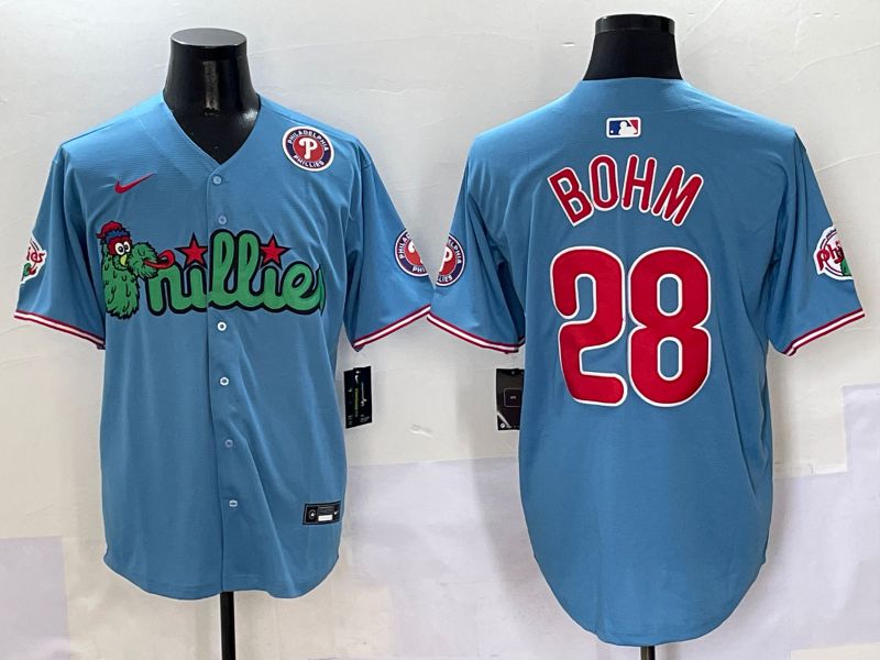 Men Philadelphia Phillies #28 Bohm Light Blue three generations Joint Name Nike 2025 MLB Jersey style 6->philadelphia phillies->MLB Jersey
